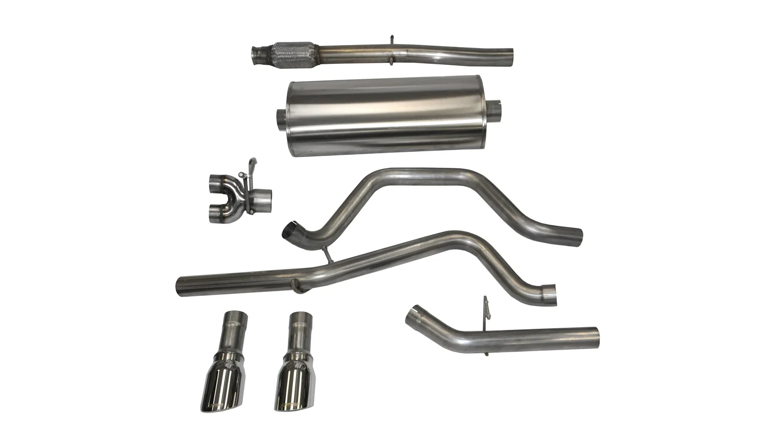 3in Cat-Back Dual Rear Exit w/ 4in Polished Tip <br> 14-18 Chevy Silvera GMC Sierra 1500