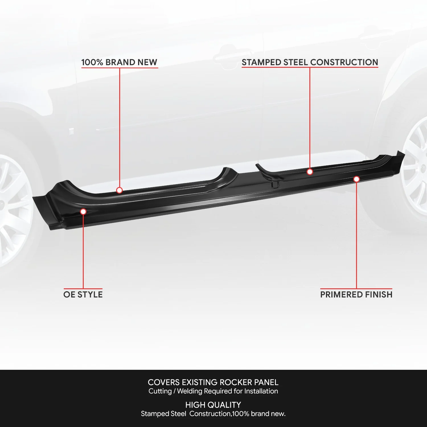 Stamped Steel Weld On Rocker Panels w/Cab Corner<br>01-07 Chevy Silverado GMC Sierra 1500-3500, Classic - Image 2