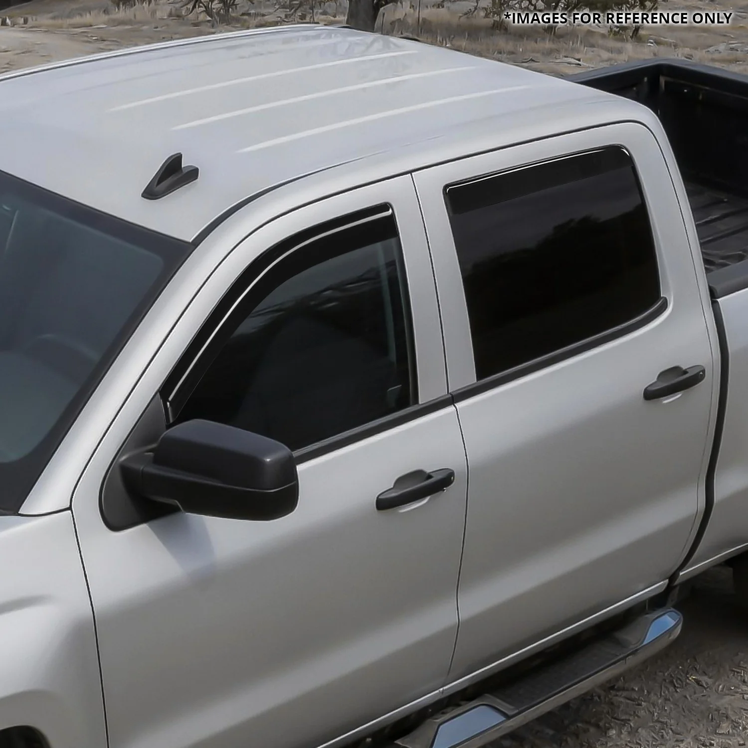 4Pcs Window Visors Guard Deflector<br>14-19 Chevy Silverado, GMC Sierra 1500-3500 Crew Cab - Image 6
