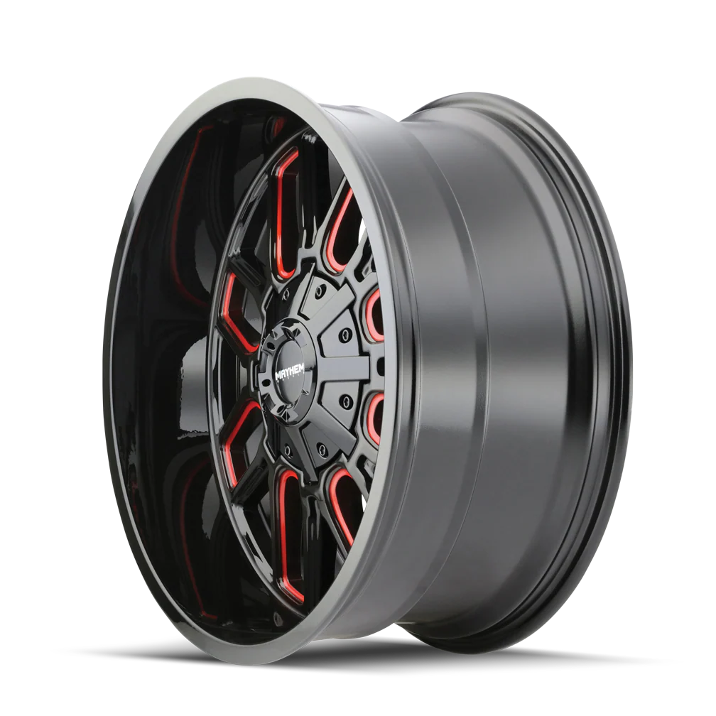 Cogent 8107 Gloss Black Mill Prism Red Wheel <br> 22x10 / 8x165.1 BP / -19mm Offset / 130.8mm Hub - Image 2