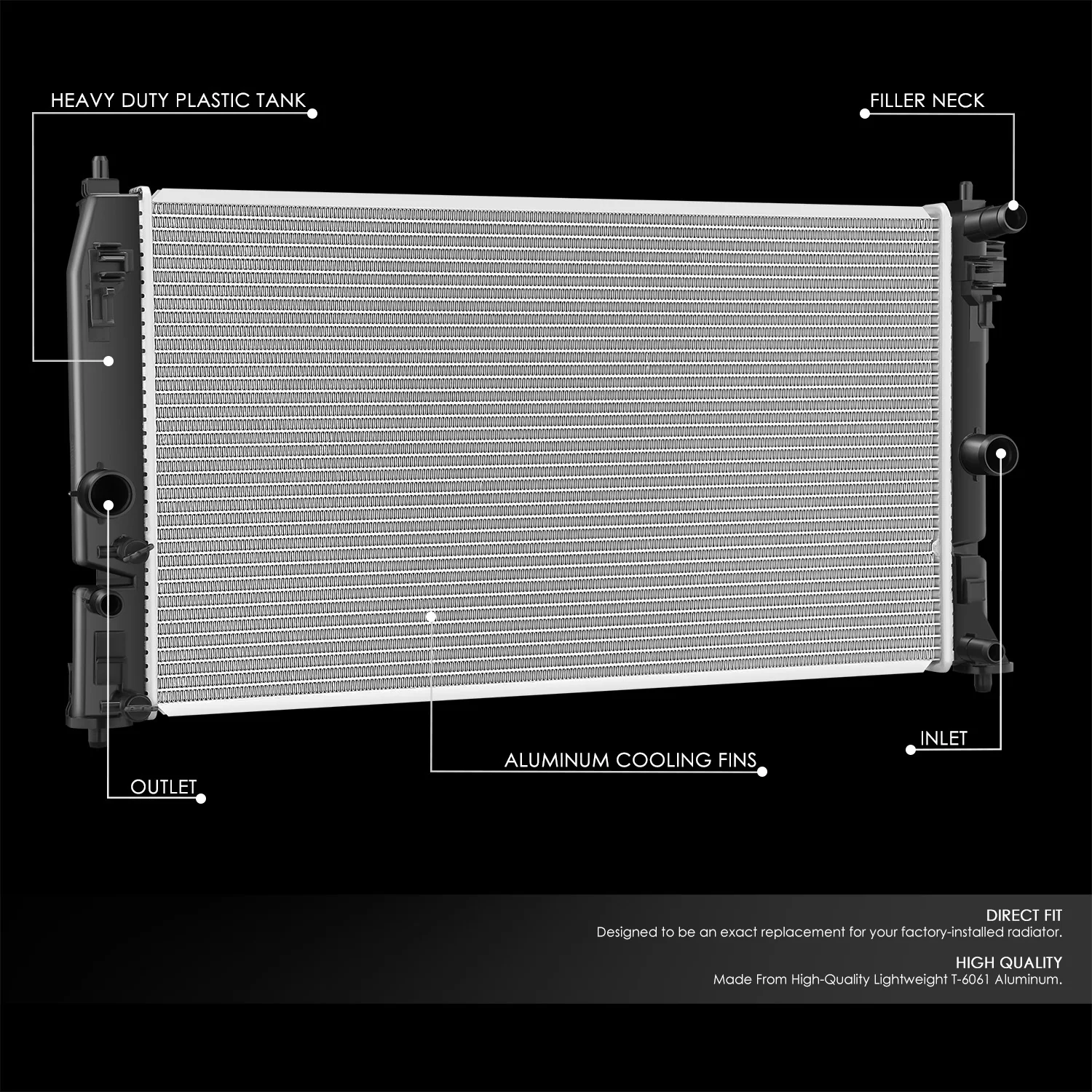 13922 Replacement Radiator<br>20-26 Lexus UX250h, UX300h, 20-22 Toyota Corolla, Prius - Image 2