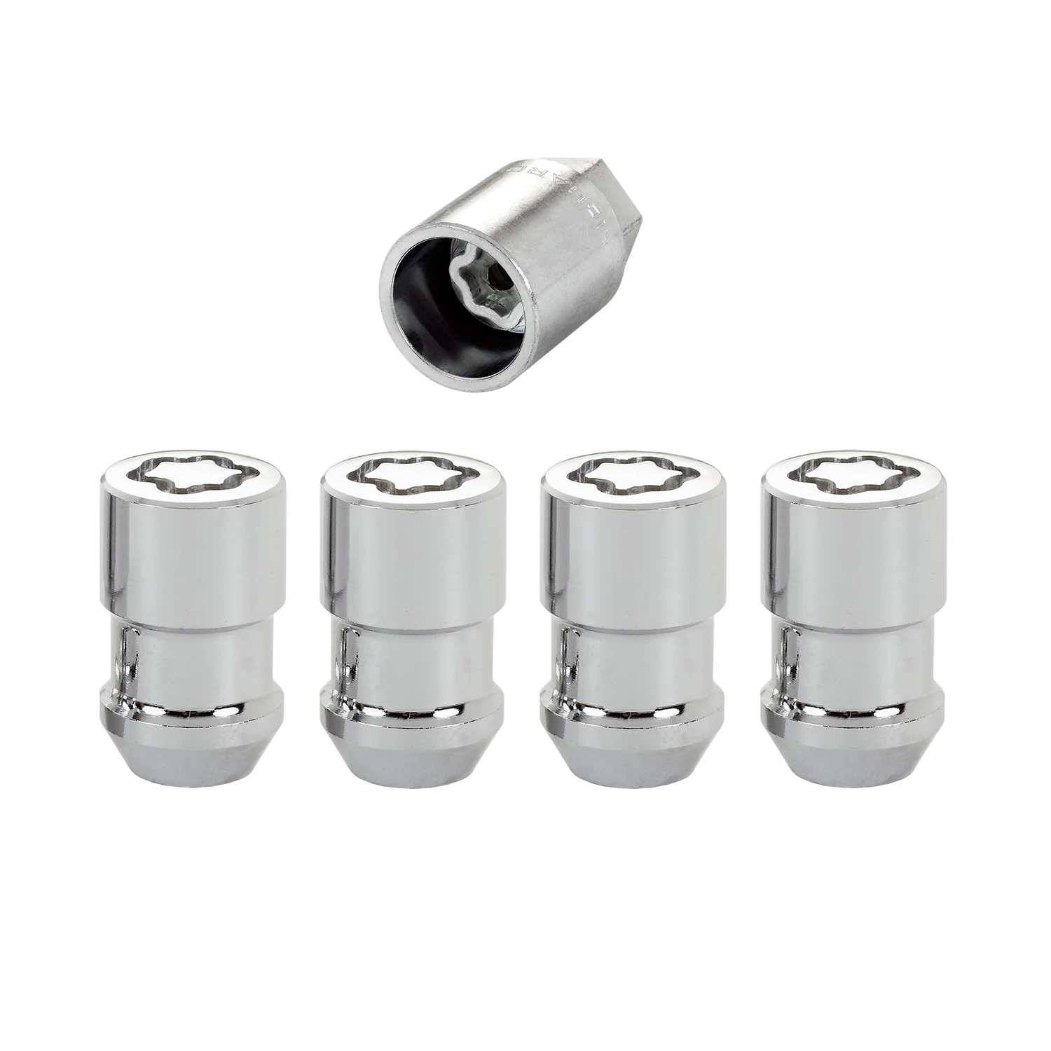 4-Pack Cone Seat Exposed Wheel Lock Nuts <br> 7/16-20 Thread, 3/4 & 13/16in Dual Hex x 1.46in L