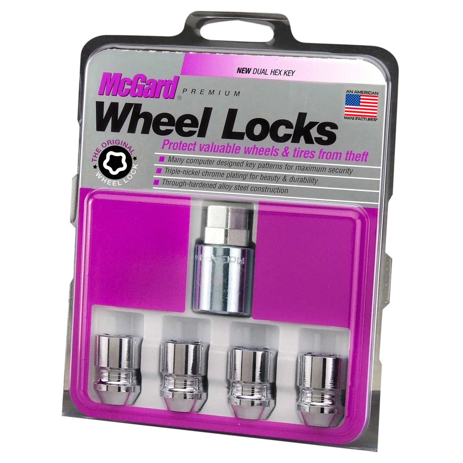 4-Pack Cone Seat Exposed Wheel Lock Nuts <br> M12 x 1.25 Thread, 19 & 21mm Dual Hex x 1.28in L - Image 3