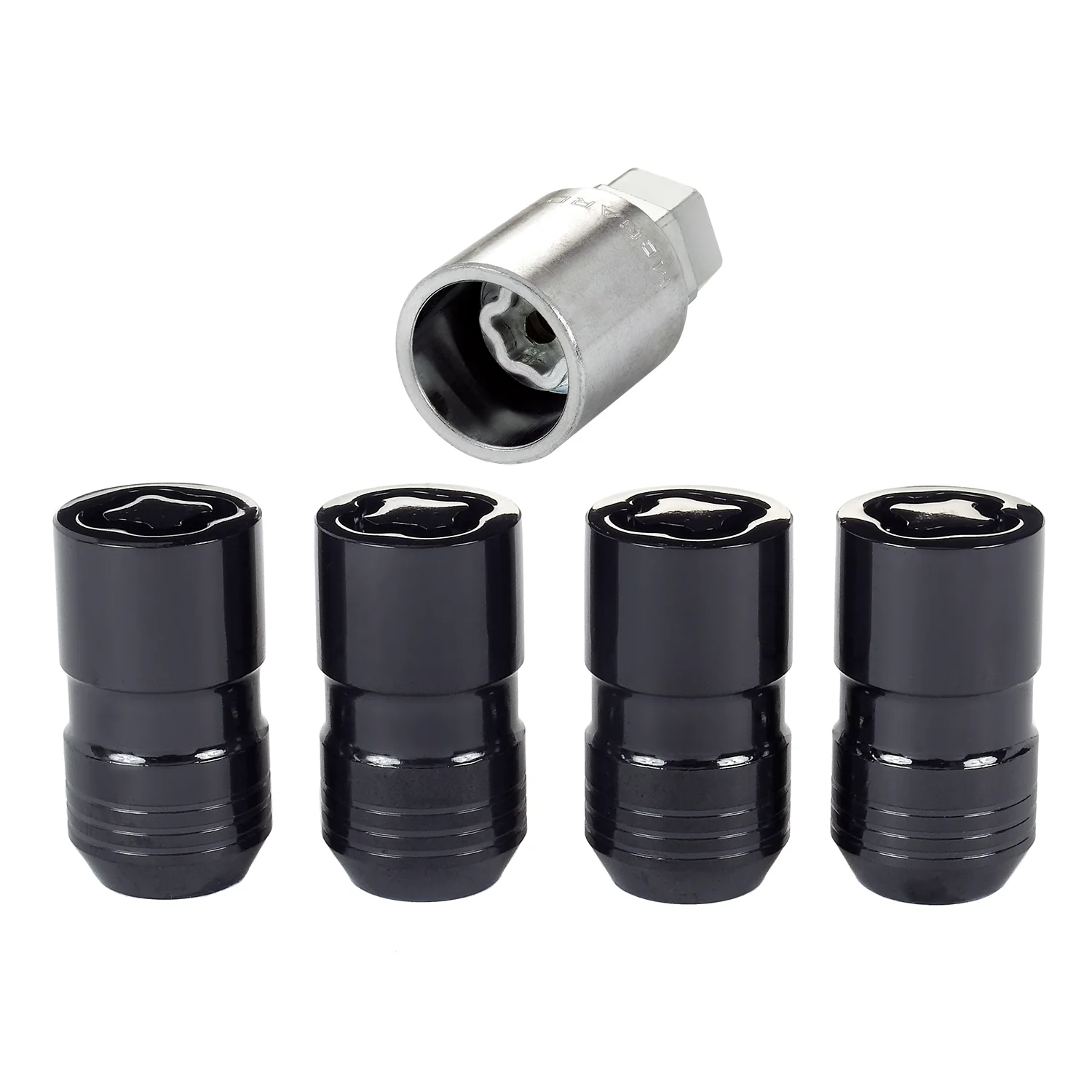 Cone Seat Exposed Style Wheel Locks <br> M14 x 1.5 Thread, 21 & 22mm Dual Hex x 1.639in L