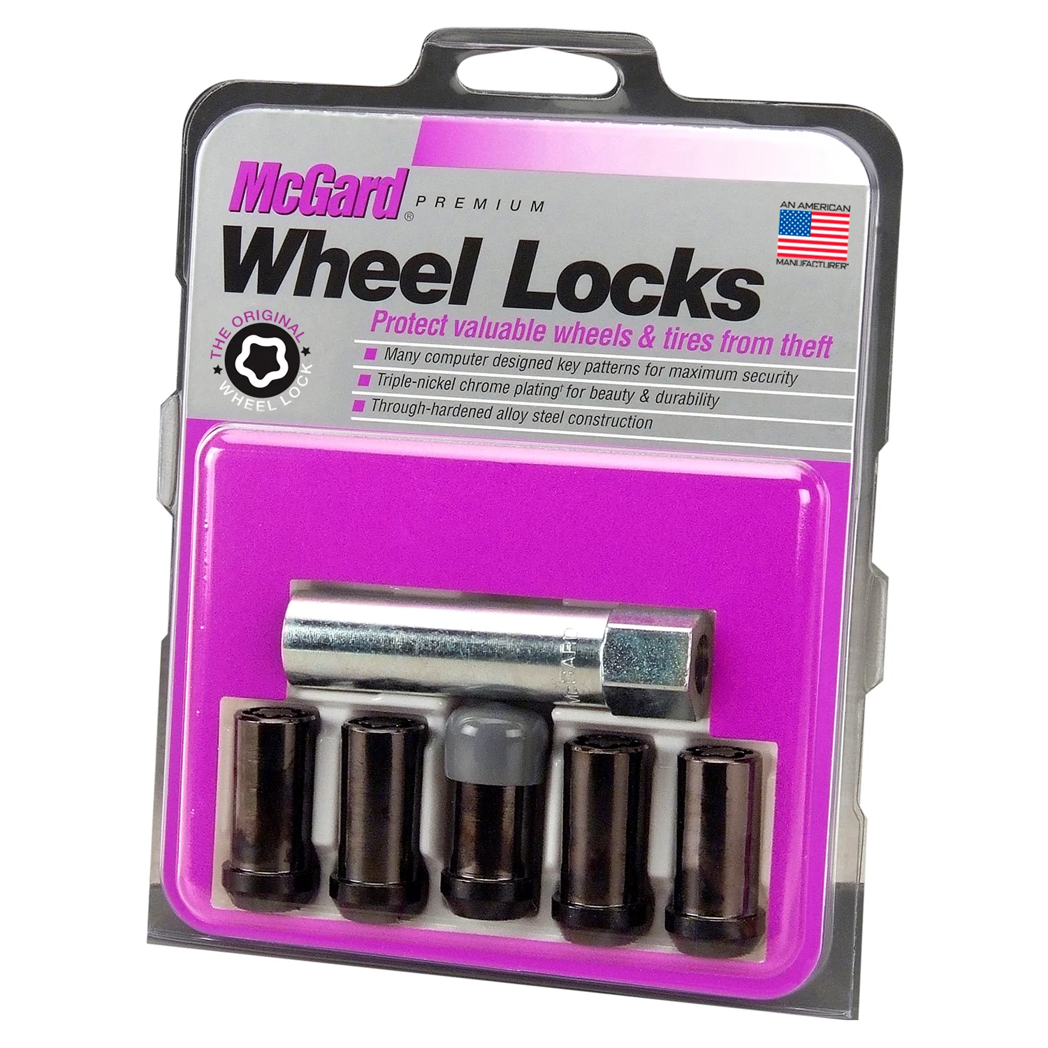 5-pack Tuner Style Cone Seat Wheel Locks <br> 1/2-20 Thread, 13/16in Hex x 1.60in L - Image 3