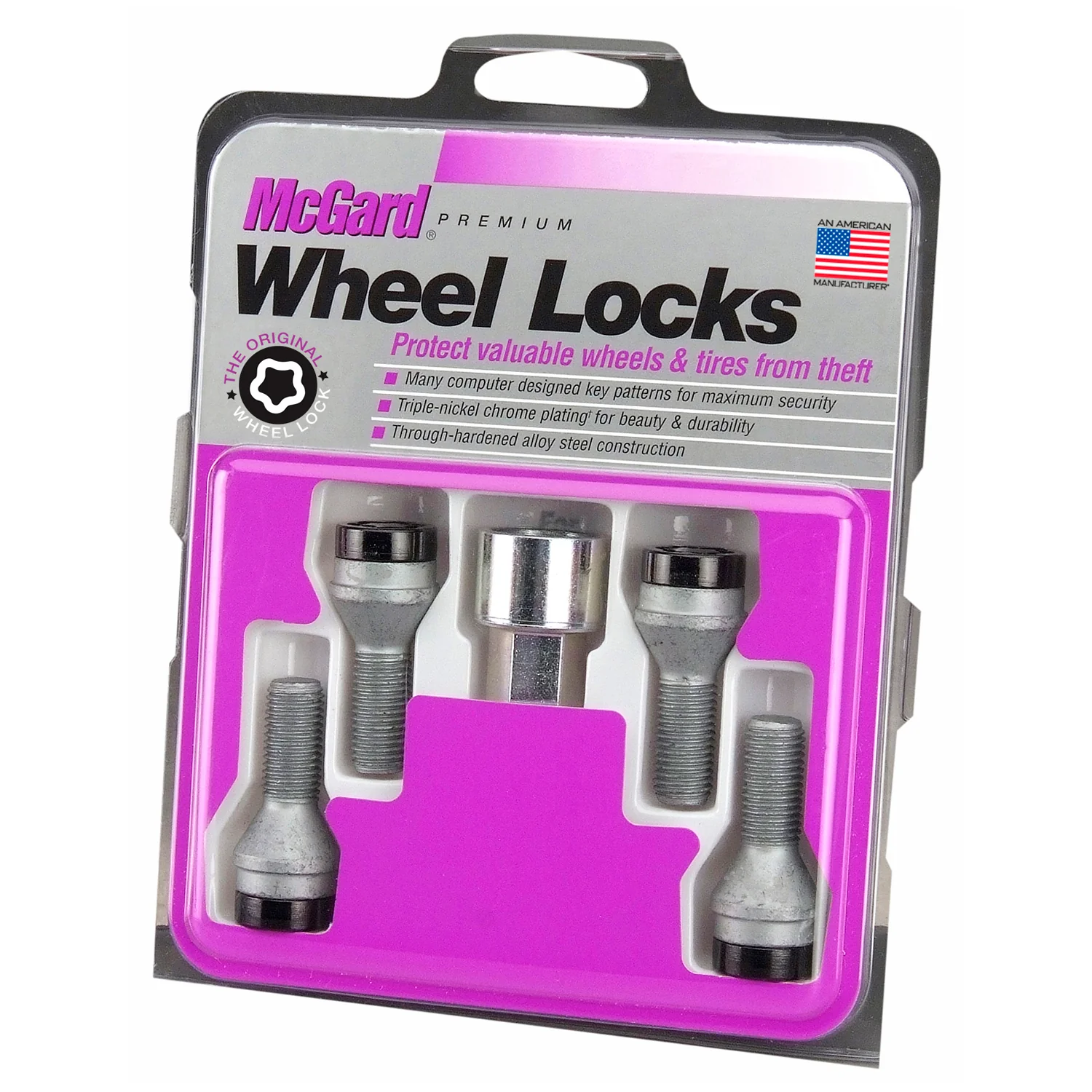 4-pack Cone Seat Style Wheel Lock Bolts <br> M12 x 1.5, 17mm Hex, 25.5mm Shank Length - Image 3