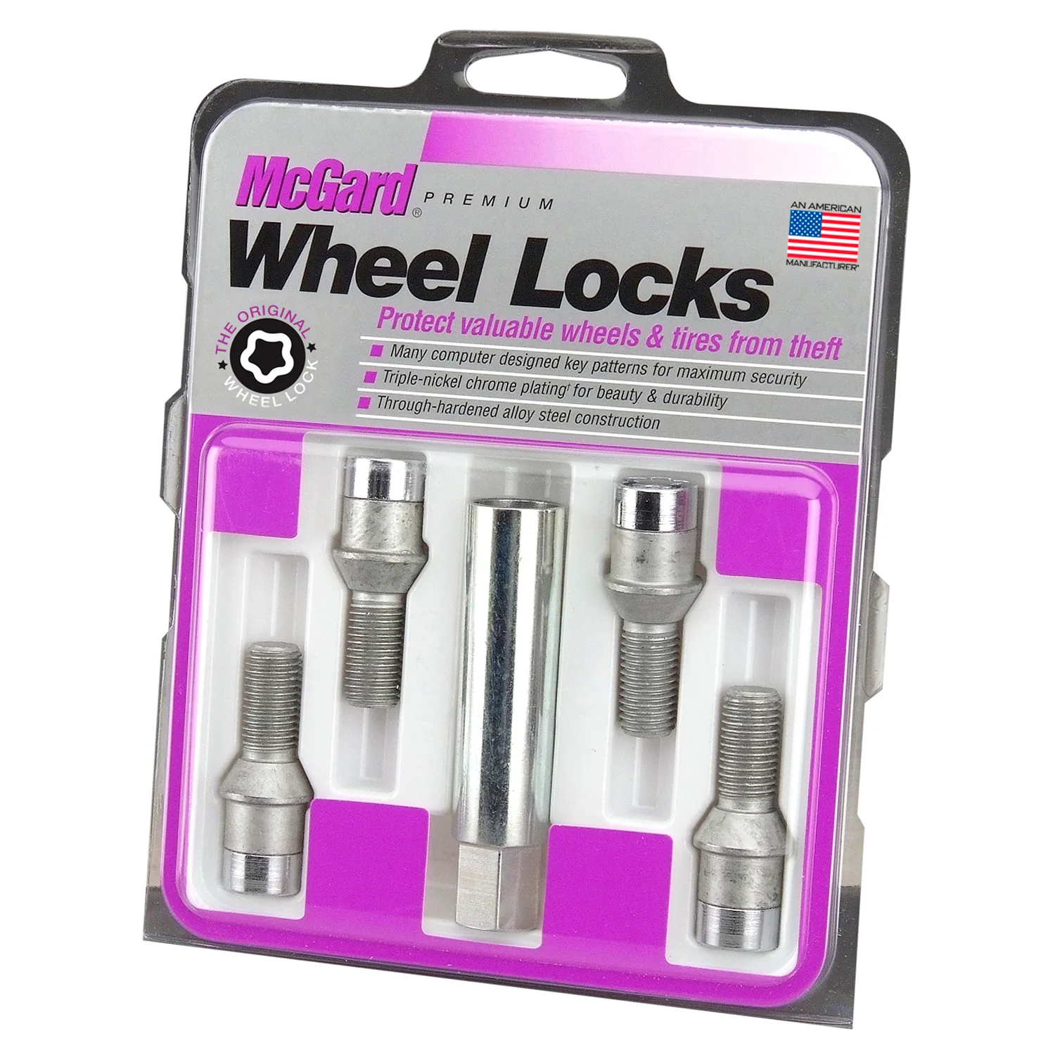 4-pack Tuner Style Cone Seat Wheel Lock Bolts <br> M12 x 1.5, 17mm Hex, 22.4mm Shank Length - Image 3
