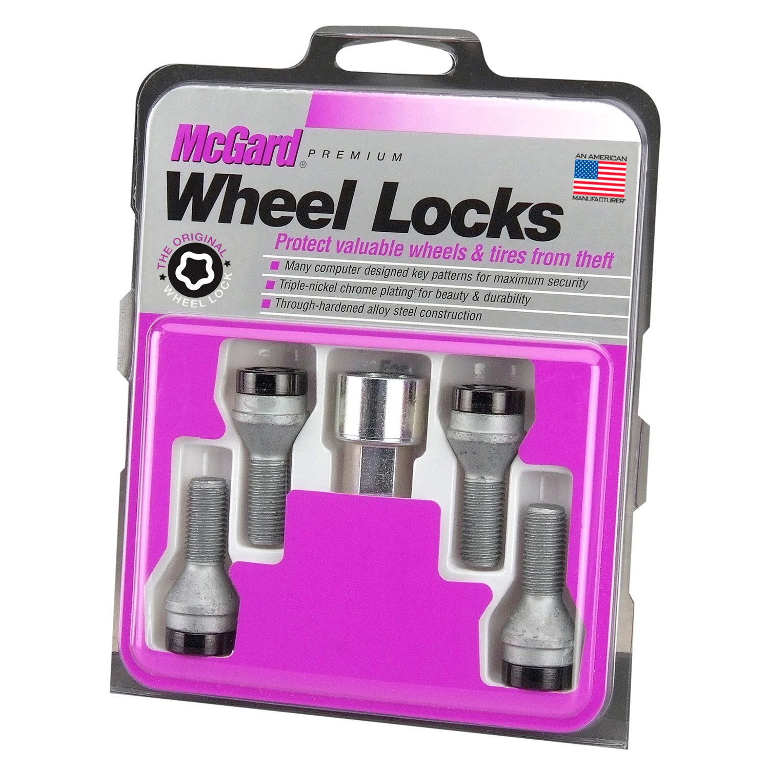 4-pack Cone Seat Style Wheel Lock Bolts <br> M14 x 1.25, 17mm Hex, 27.3mm Shank Length - Image 3