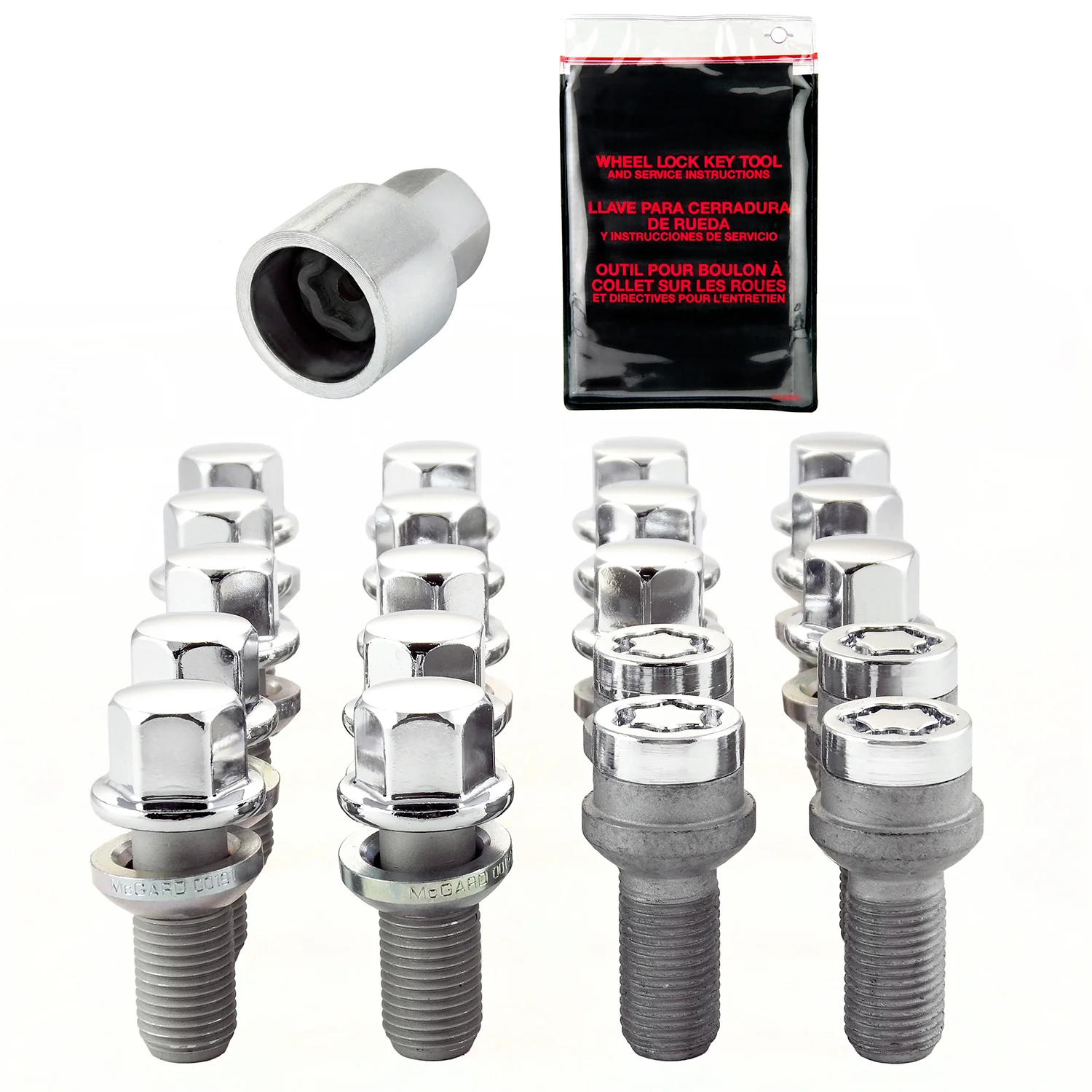 Wheel Installation Kit 5 Lug w/ Locks Radius Seat <br> M14 x 1.5, 17mm Hex, 27.5mm Shank Length