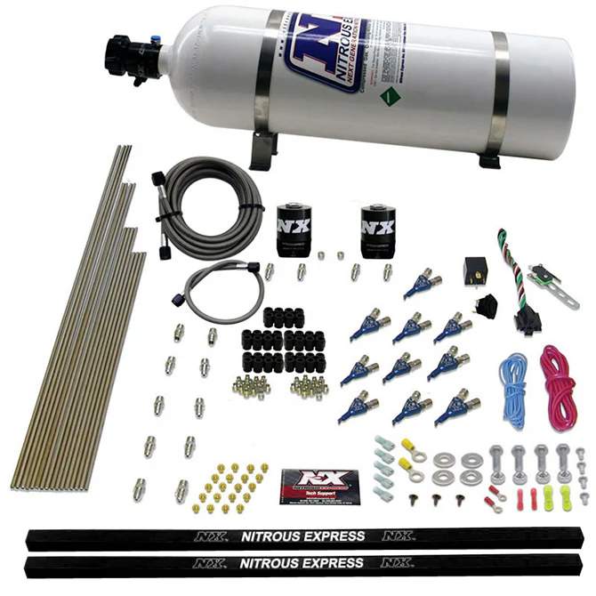 Piranha Nozzle Direct Port Nitrous Kit w/15lb Bottle <br> 250-500HP Rated