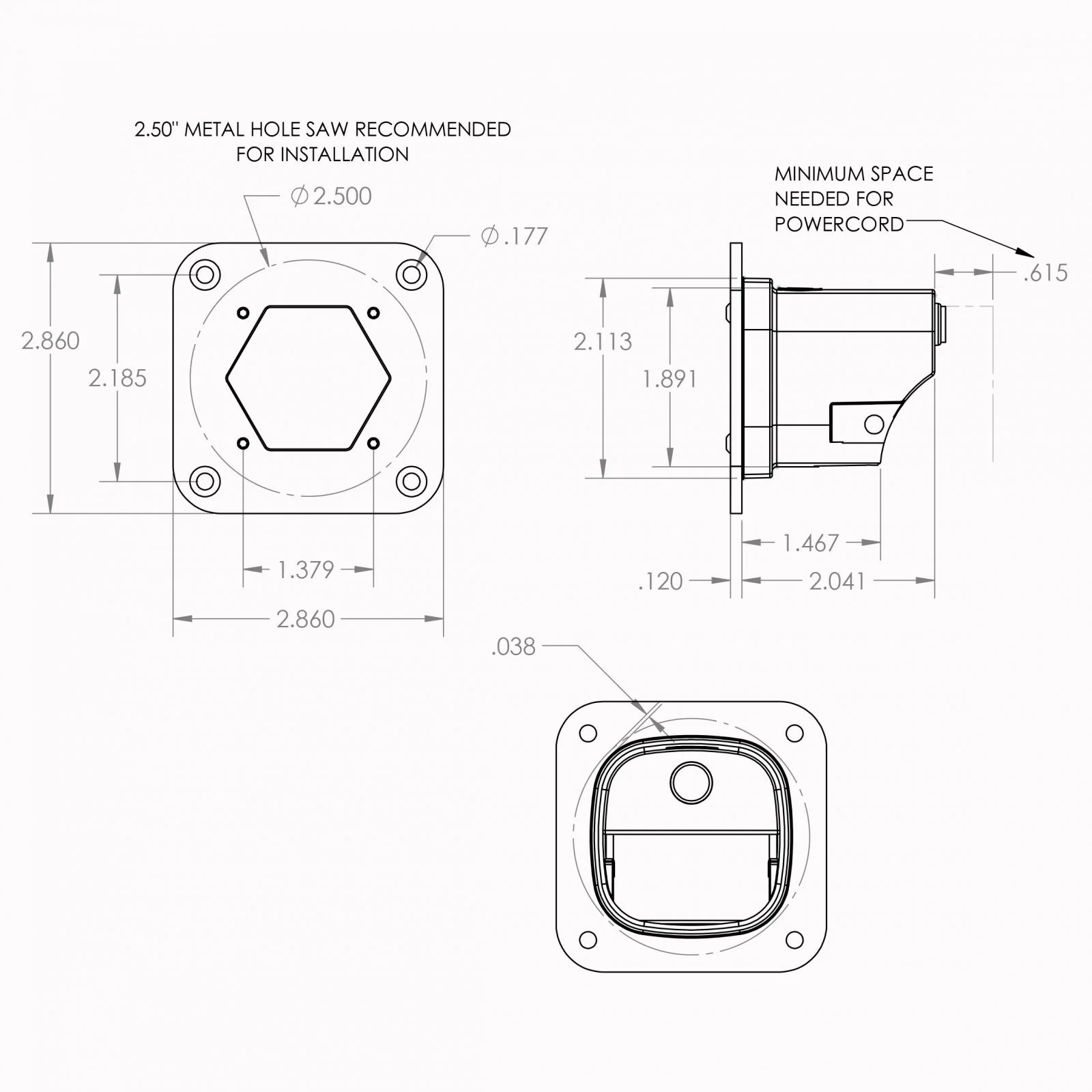 S1 Flush Mount Work/Scene LED Light Pod <br> Length 2.1in X Depth 2.1in X Height 2.1in - Image 2