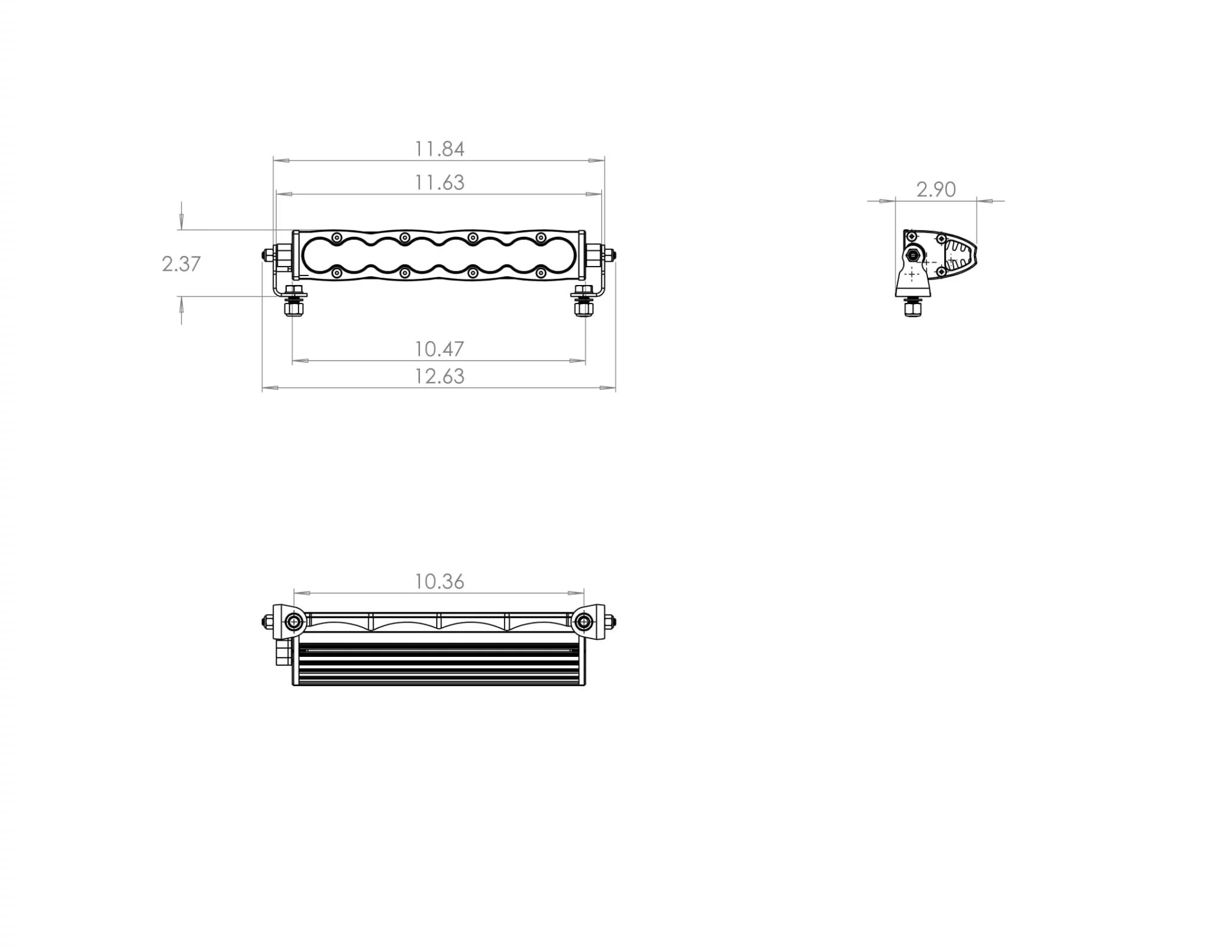 S8 Series Work/Scene Pattern 10in LED Light Bar <br> Length 10in X Depth 3in X Height 1.6in - Image 2