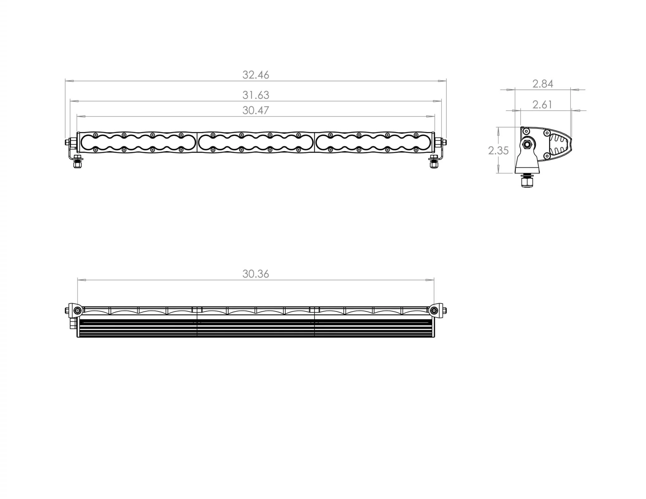 S8 Series Driving Combo 30in LED Light Bar <br> Length 30in X Depth 3in X Height 1.6in - Image 2