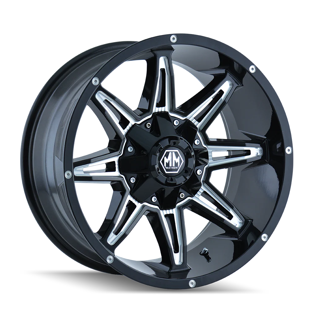 Rampage 8090 Black w/ Milled Spokes Wheel <br> 17x9 / 5x114.3 BP / 18mm Offset / 87mm Hub