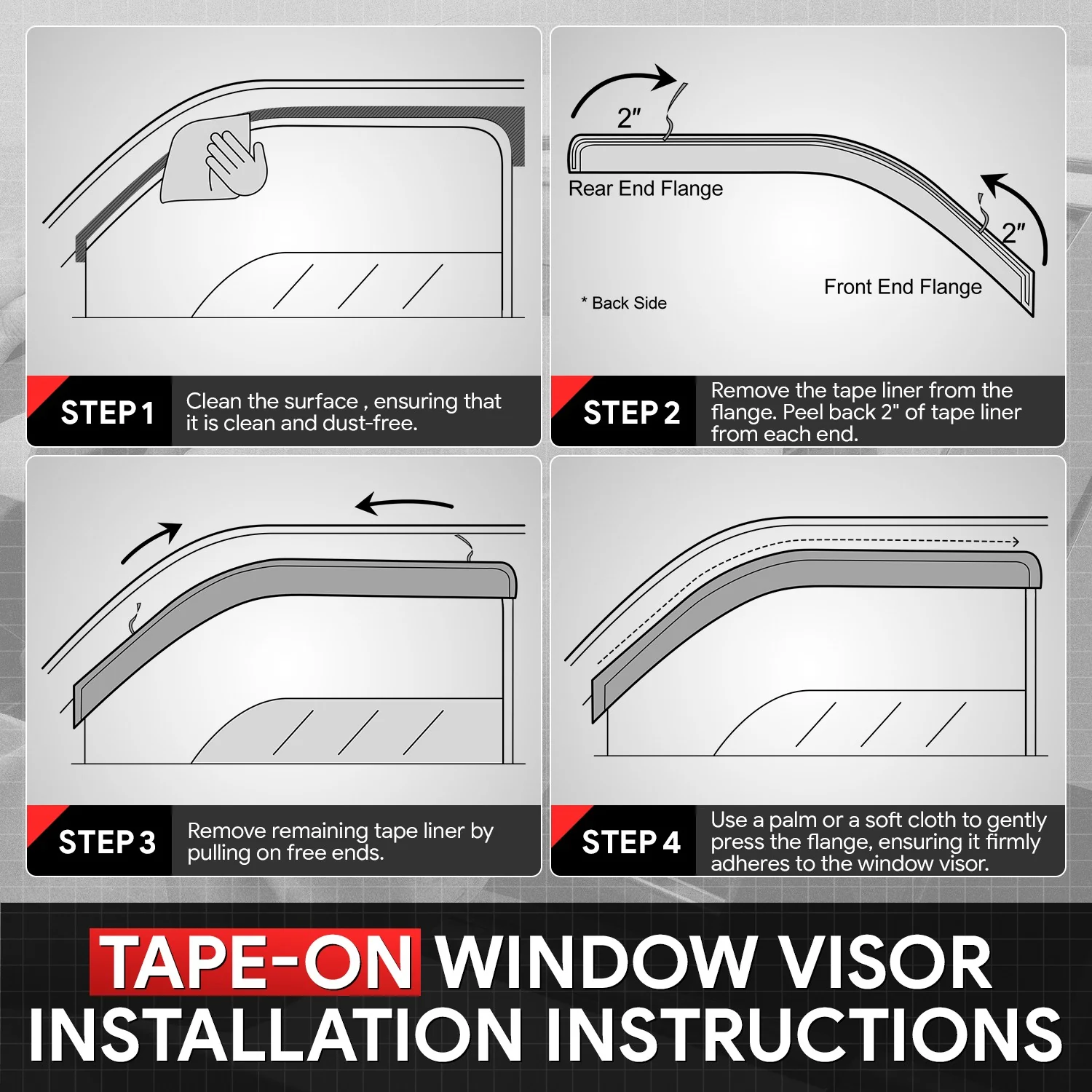 4Pcs Window Visors Guard Deflector<br>24-26 Toyota Tacoma Crew Cab - Image 4